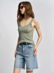 Джинсовые удлинённые шорты-бермуды из хлопка ZOLLA