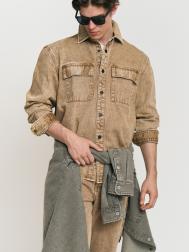 Джинсовая куртка-рубашка из хлопка на кнопках ZOLLA