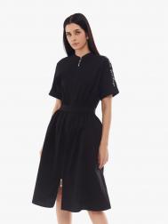 Платье-рубашка из хлопка на молнии с лампасами на рукавах ZOLLA