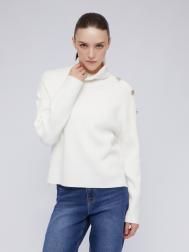 Вязаный свитер с воротником-гольф и декоративными пуговицами ZOLLA