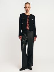 Брюки прямого фасона из экокожи с высокой талией ZOLLA