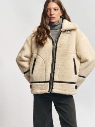 Короткая тёплая куртка-шуба из экомеха ZOLLA