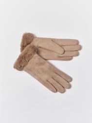 Тёплые перчатки с опушкой и подкладкой из экомеха ZOLLA