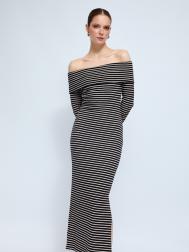 Трикотажное платье лапша макси с узором в полоску ZOLLA