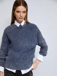 Вязаный джемпер из хлопка с длинным рукавом ZOLLA