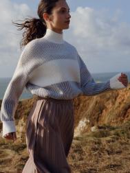 Вязаный свитер оверсайз силуэта с узором в полоску ZOLLA