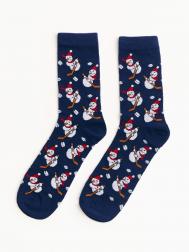 Высокие носки с новогодним узором ZOLLA