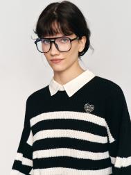 Комбинированный джемпер в полоску с имитацией блузки ZOLLA