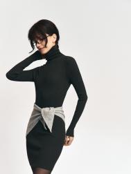 Трикотажное платье-лапша мини с высоким горлом ZOLLA