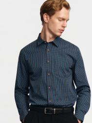 Офисная рубашка прямого силуэта с узором в клетку ZOLLA