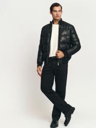 Тёплая стёганая куртка-бомбер из экокожи ZOLLA