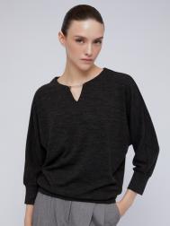 Трикотажный джемпер с вырезом на декоративной цепочке ZOLLA