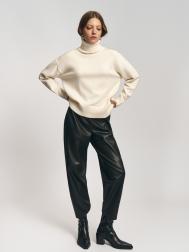 Брюки из экокожи с поясом на резинке ZOLLA