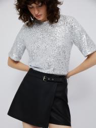 Юбка-шорты мини из экокожи с запахом ZOLLA