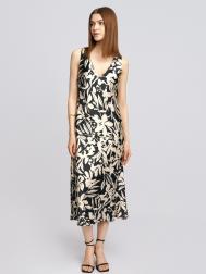 Атласное платье-комбинация миди с вырезом ZOLLA