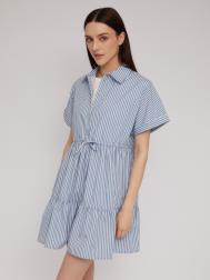 Ярусное платье-рубашка на кулиске с принтом ZOLLA