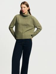 Вязаный свитер с горлом и узором косы ZOLLA