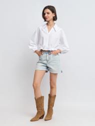 Джинсовые мини шорты Mom с отворотами ZOLLA