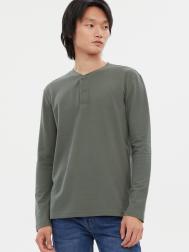 Однотонный лонгслив хенли из хлопка ZOLLA