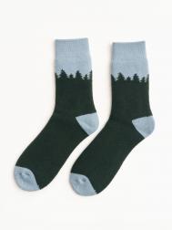 Высокие тёплые носки с принтом ZOLLA