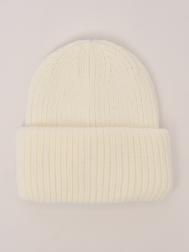 Тёплая вязаная шапка-бини из акрила с отворотом ZOLLA