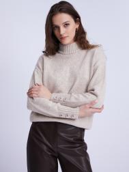 Вязаный свитер с воротником-стойкой и декоративными пуговицами ZOLLA