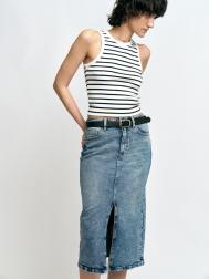 Прямая джинсовая юбка миди с разрезом ZOLLA