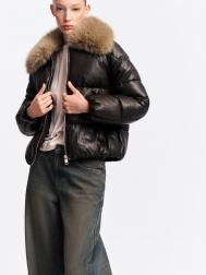 Тёплая куртка с воротником из экомеха ZOLLA