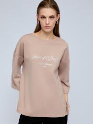 Свитшот с принтом-надписью и укороченными рукавами ZOLLA