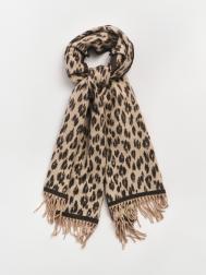 Тканевый леопардовый шарф с бахромой ZOLLA