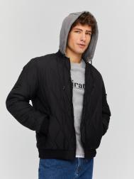 Утеплённая стёганая куртка-бомбер с капюшоном ZOLLA