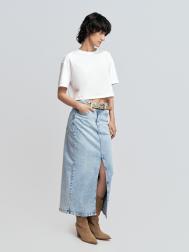 Прямая джинсовая юбка миди с разрезом ZOLLA