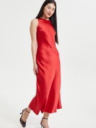 Атласное платье миди без рукавов ZOLLA