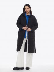 Утеплённое пальто на синтепоне с воротником-стойкой и поясом ZOLLA