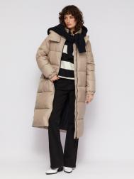 Длинная тёплая куртка-пальто с капюшоном и высоким горлом ZOLLA