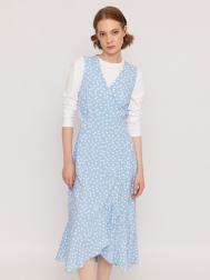 Платье миди из вискозы на запах с воланом ZOLLA