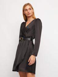 Атласное платье длины мини на запах ZOLLA