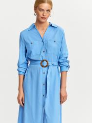Льняное платье-рубашка с поясом ZOLLA