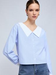 Блузка-рубашка в полоску с акцентным воротником ZOLLA