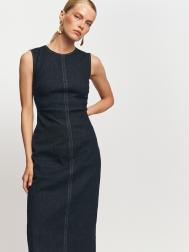 Джинсовое платье миди из хлопка без рукавов ZOLLA
