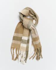 Тёплый шарф в клетку с длинной бахромой ZOLLA