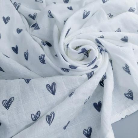 Пеленка  муслиновая Сердечки 120х120 MamSis