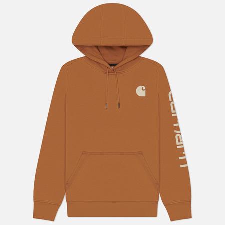 Женская толстовка  Relaxed Fit Midweight Logo Sleeve Graphic Hoodie, цвет коричневый, размер L CARHARTT