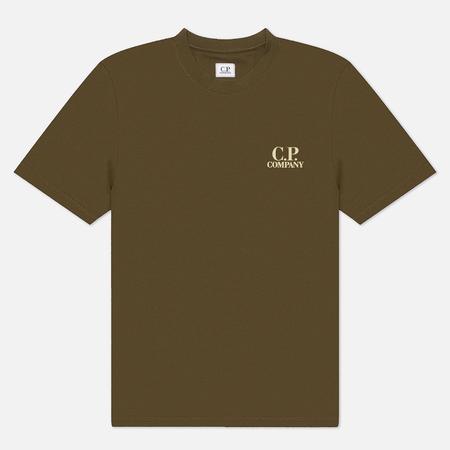 Мужская футболка  30/1 Jersey Logo Printed Logo, цвет оливковый, размер L C.P. COMPANY