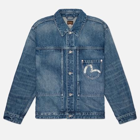 Мужская джинсовая куртка  Washed Big Pockets Denim, цвет синий, размер M Evisu