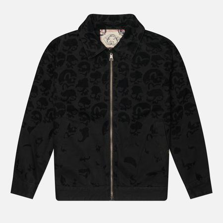 Мужская джинсовая куртка  Heritage Skull Flocking Denim, цвет чёрный, размер L Evisu