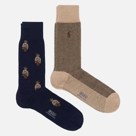 Комплект носков  Charles Bear & Herringbone Crew 2-Pack, цвет комбинированный, размер 42-46 EU Polo Ralph Lauren