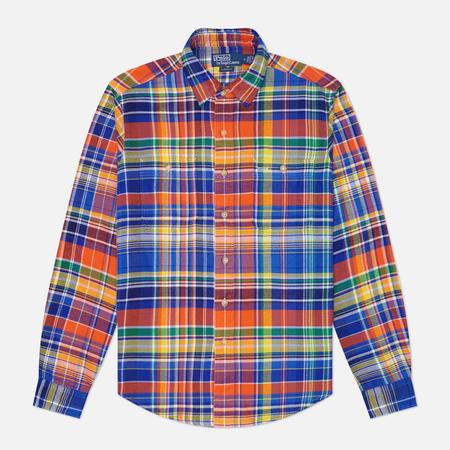 Мужская рубашка  Madras Classic Fit, цвет оранжевый, размер S Polo Ralph Lauren