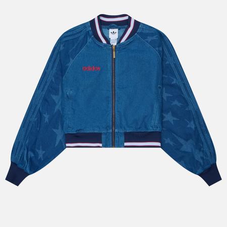 Женская куртка бомбер  Originals SST Denim Graphic Varsity, цвет голубой, размер L Adidas