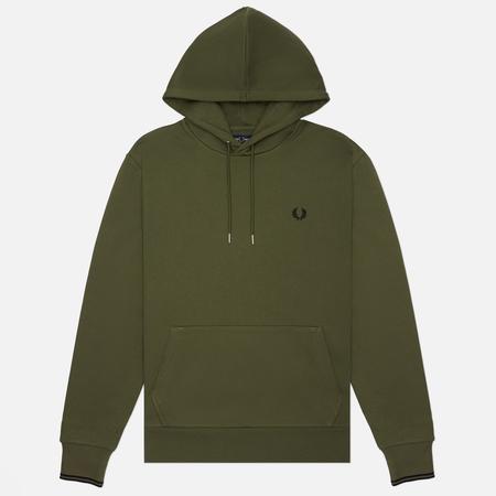 Мужская толстовка  Tipped Hoodie, цвет оливковый, размер M FRED PERRY